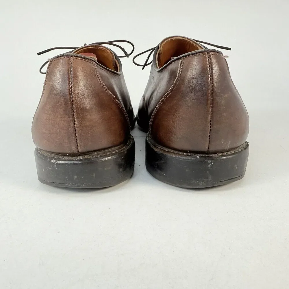 Allen Edmonds Burton Brown Leather Apron Toe Mens Blucher Dress Shoes 10